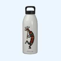 Three Dancing Flute-Playing Kokopelli Figures water bottles
