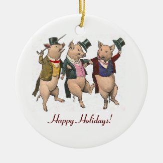 Three Dancing Pigs Christmas Ornament