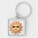 Three-Dimensional Cartoon Sun with Shades Keychains