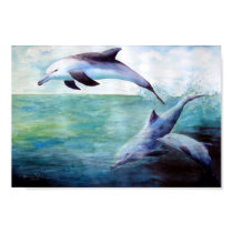 three dolphins watercolor print
