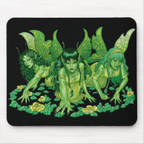 fairy, fairies, elves, spirtes, al rio, magical beings, illustration, drawing, Mouse pad with custom graphic design