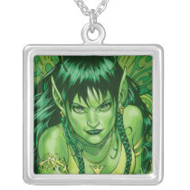 fairy, fairies, elves, spirtes, al rio, magical beings, illustration, drawing, Necklace with custom graphic design
