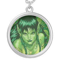 fairy, fairies, elves, spirtes, al rio, magical beings, illustration, drawing, Necklace with custom graphic design
