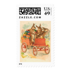 Three Easter Bunnies With Eggs Postage Stamps