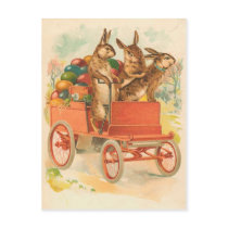 Three Easter Bunnies With Eggs Post Card