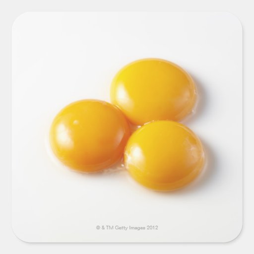 Three egg yolk square sticker | Zazzle