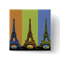 Three Eiffel Towers in Paris Button
