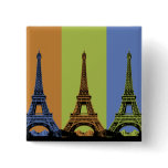 Three Eiffel Towers in Paris buttons