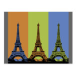 Three Eiffel Towers in Paris Post Cards
