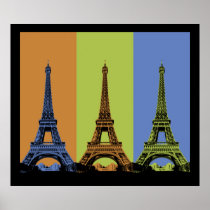 Three Eiffel Towers in Paris Poster