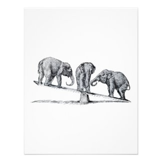 Three Elephants on a seesaw Vintage Animal Art Custom Announcement