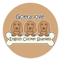 Three English Cocker Spaniels stickers by dogcartoons Three English Cocker Spaniels stickers
