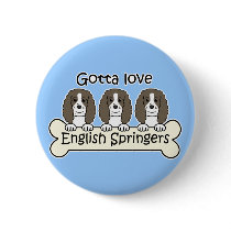 Three English Springer Spaniels buttons by dogcartoons Three English Springer Spaniels buttons