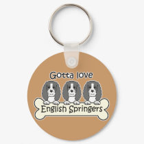Three English Springer Spaniels keychains