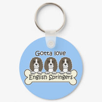 Three English Springer Spaniels keychains