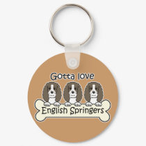 Three English Springer Spaniels keychains