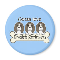 Three English Springer Spaniels magnets by dogcartoons Three English Springer Spaniels magnets