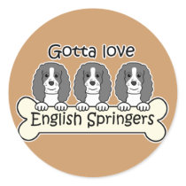 Three English Springer Spaniels stickers by dogcartoons Three English Springer Spaniels stickers