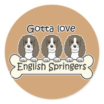 Three English Springer Spaniels stickers by dogcartoons Three English Springer Spaniels stickers