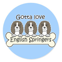 Three English Springer Spaniels stickers by dogcartoons Three English Springer Spaniels stickers