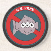 Three eyed fish G.E. free sign Coaster