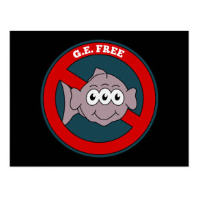 Three eyed fish G.E. free sign Post Cards