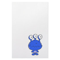 three eyed happy monster blue stationery design