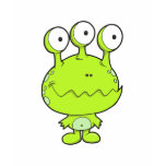 three eyed happy monster green t-shirts