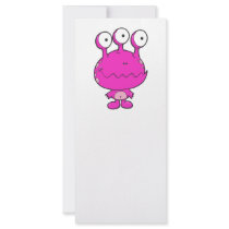 three eyed happy monster  hot pink custom rack card