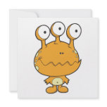 three eyed happy monster orange invitations