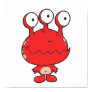 three eyed happy monster red print three eyed happy monster red print