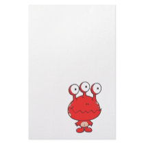 three eyed happy monster red stationery paper
