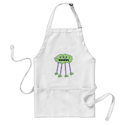 three eyed silly green furry monster aprons Zazzle_apron three eyed silly green furry monster aprons Zazzle_apron
