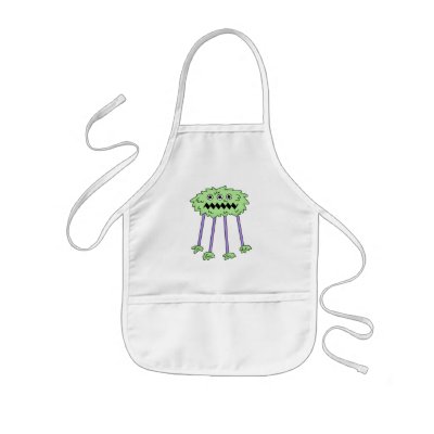 three eyed silly green furry monster apron Zazzle_apron