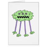 three eyed silly green furry monster card
