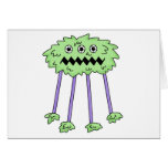 three eyed silly green furry monster greeting card
