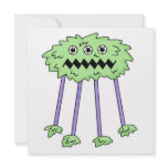three eyed silly green furry monster custom invitation