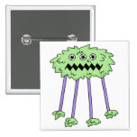 three eyed silly green furry monster pin