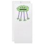three eyed silly green furry monster rack card