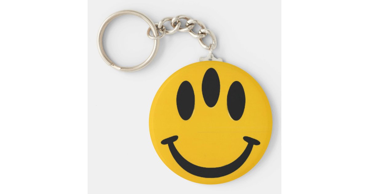 ThreeEyed Smiley Keychain Zazzle