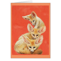Three Fennec Fox Kits card