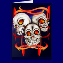 Three Fiery Skulls Card