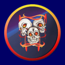 Three Fiery Skulls Magnet