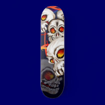 Three Fiery Skulls Skateboard