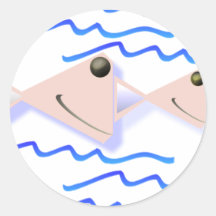 THREE FISH - B ROUND STICKER
