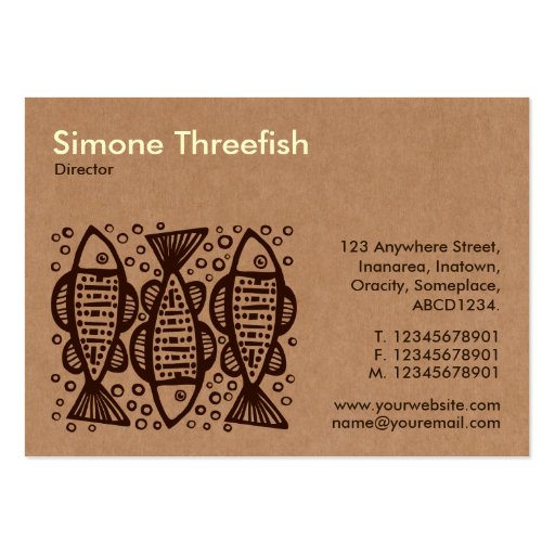 Three Fish - Cardboard Box Tex Business Card Templates (back side)