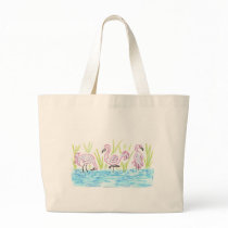 Three Flamingos Canvas Bags