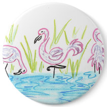Three Flamingos buttons