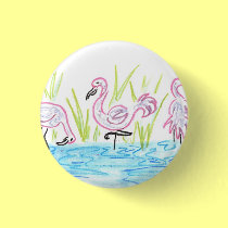 Three Flamingos buttons