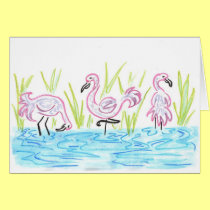 Three Flamingos cards